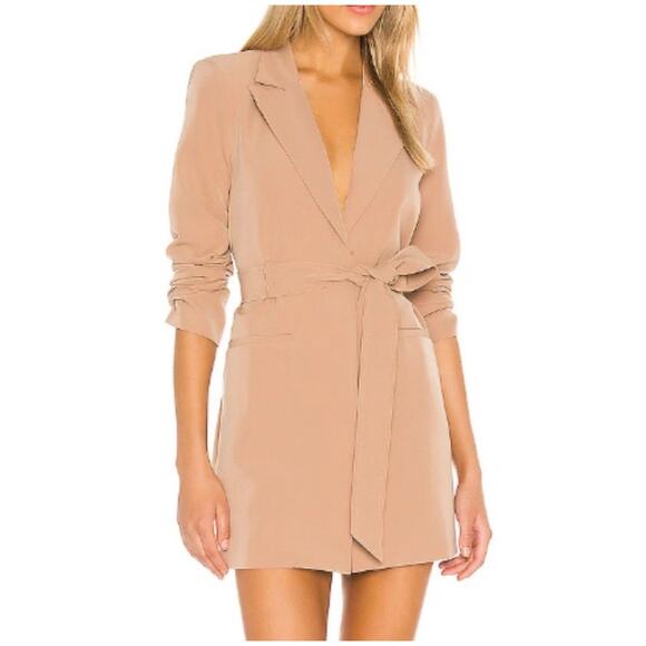 Camila Coelho Revolve Davide Beige Blazer Long Sleeve Wrap Tie Dress Sm Trench S - Picture 1 of 16